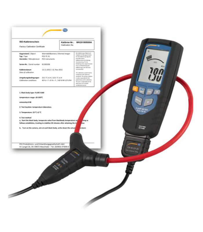 PCE Instruments PCECM40ICA [PCE-CM 40-ICA] Digital Multimeter w/ Flexible Current Clamp & ISO Calibration Certificate